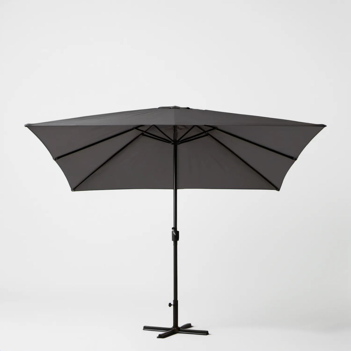 Czarny prostokątny parasol ogrodowy 300 x 200 cm z poliestrową czaszą i stalowym stelażem