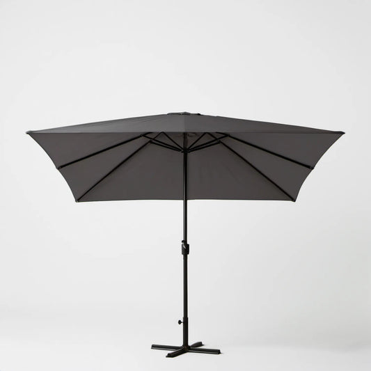Czarny prostokątny parasol ogrodowy 300 x 200 cm z poliestrową czaszą i stalowym stelażem