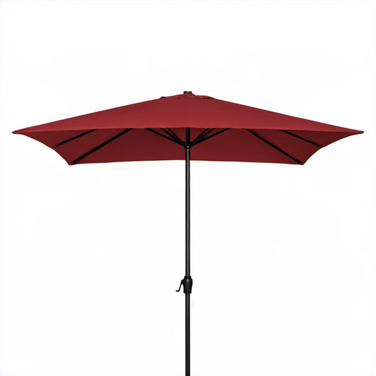 Bordowy prostokątny parasol ogrodowy 300 x 200 cm z korbą, stal i poliester