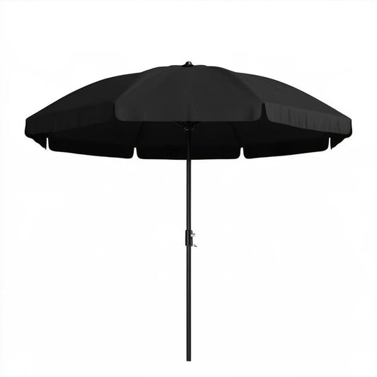 Czarny parasol ogrodowy okrągły Ø 270 cm, wysokość 240 cm, poliester i stal