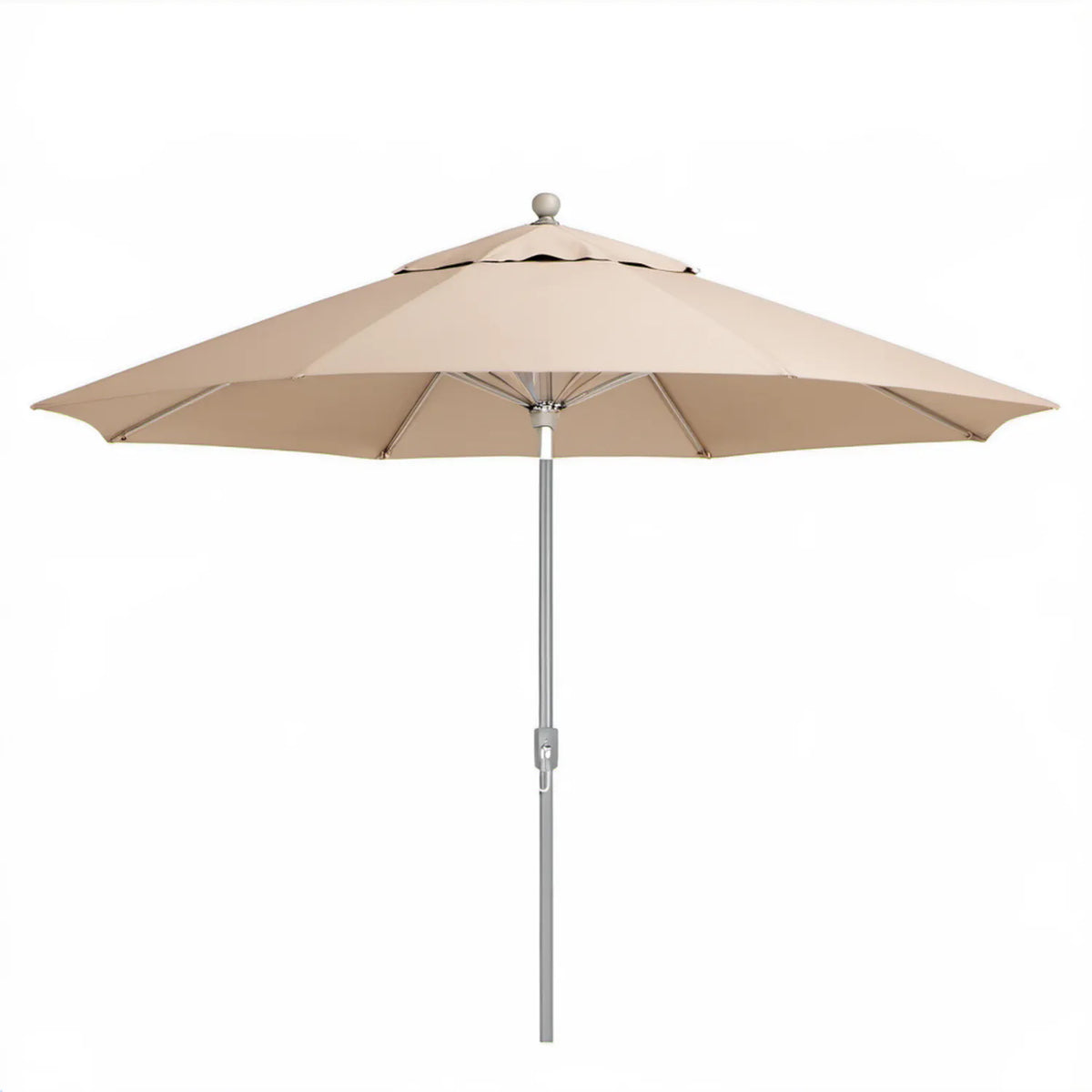 Beżowy parasol ogrodowy okrągły Ø 300 cm, wysokość 245 cm, aluminiowy maszt