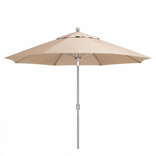 Beżowy parasol ogrodowy okrągły Ø 300 cm, wysokość 245 cm, aluminiowy maszt