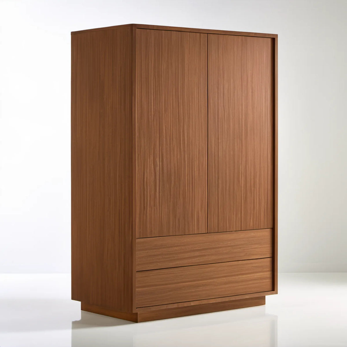 Dwudrzwiowa szafa z 2 szufladami, orzechowa, 100 × 55 × 200 cm
