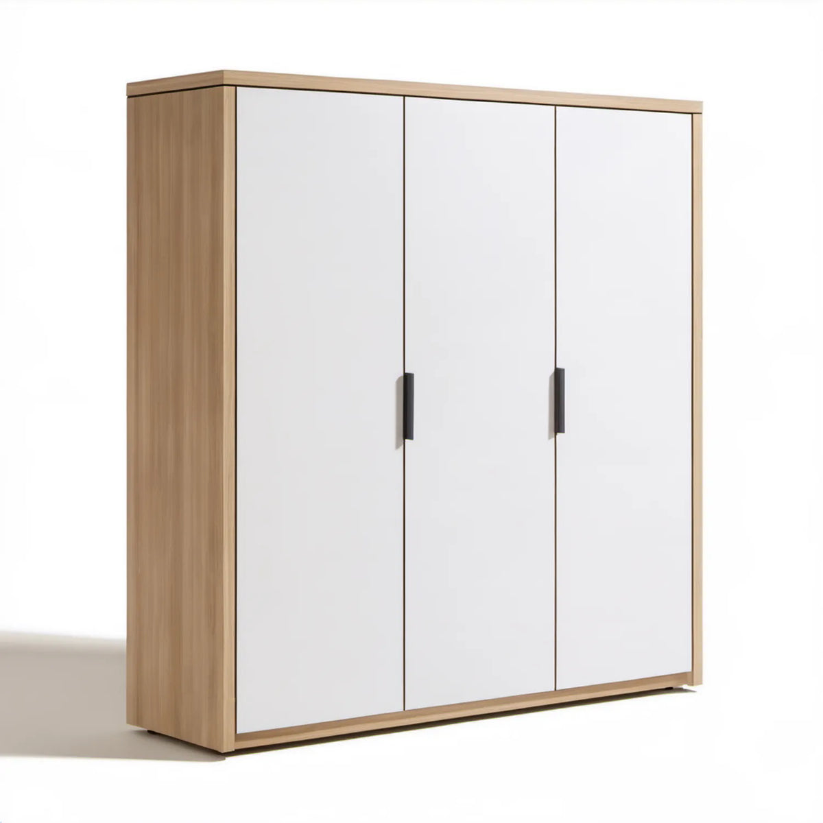 Trzydrzwiowa szafa ubraniowa 180 x 60 x 200 cm Biała/Dąb sonoma/Czarna