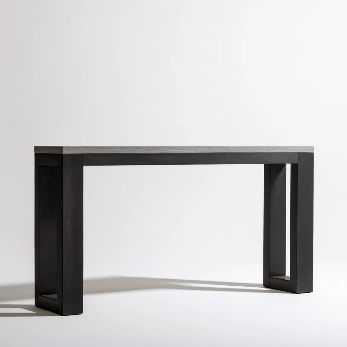 Konsola z litego drewna sosnowego czarno-szara 120 x 40 x 75 cm