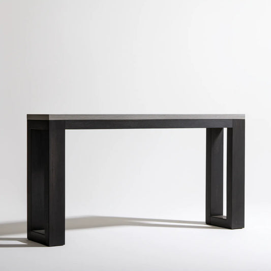 Konsola z litego drewna sosnowego czarno-szara 120 x 40 x 75 cm