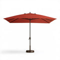 Prostokątny parasol ogrodowy 300 x 200 cm czerwony z czarnym masztem i brązową podstawą