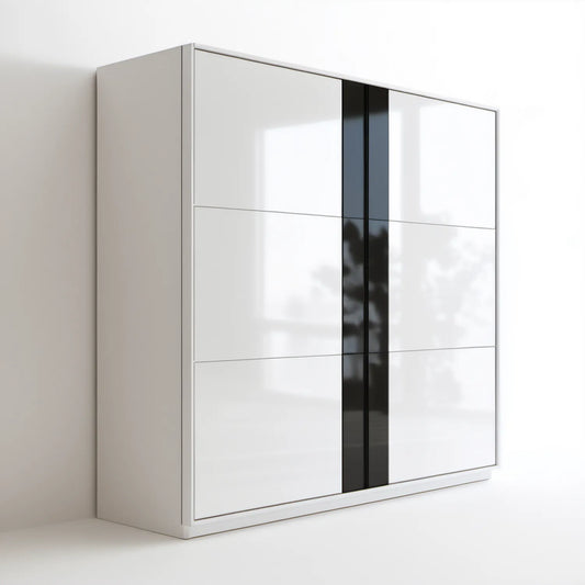 Biała/czarna szafa przesuwna z płyty laminowanej 200 × 60 × 200 cm