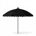 Parasol ogrodowy ośmiokątny Ø 300 cm czarny z białą lamówką