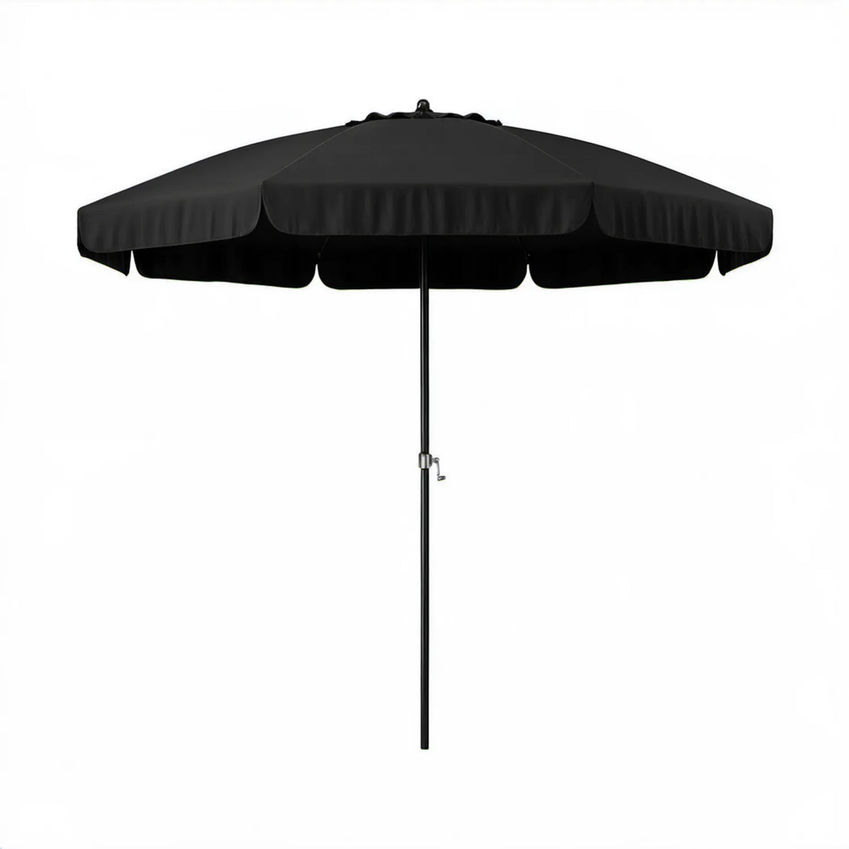 Czarny parasol ogrodowy ośmiokątny Ø270 cm, wysokość 240 cm, poliester i stal