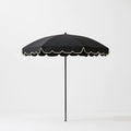 Czarny parasol ogrodowy z białą lamówką, okrągły Ø270 cm, wysokość 250 cm