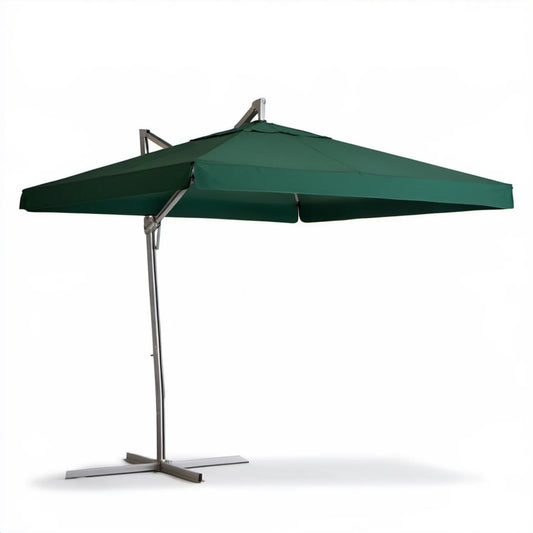 Wiszący parasol ogrodowy zielono-srebrny, kwadratowa czasza 300 x 300 cm