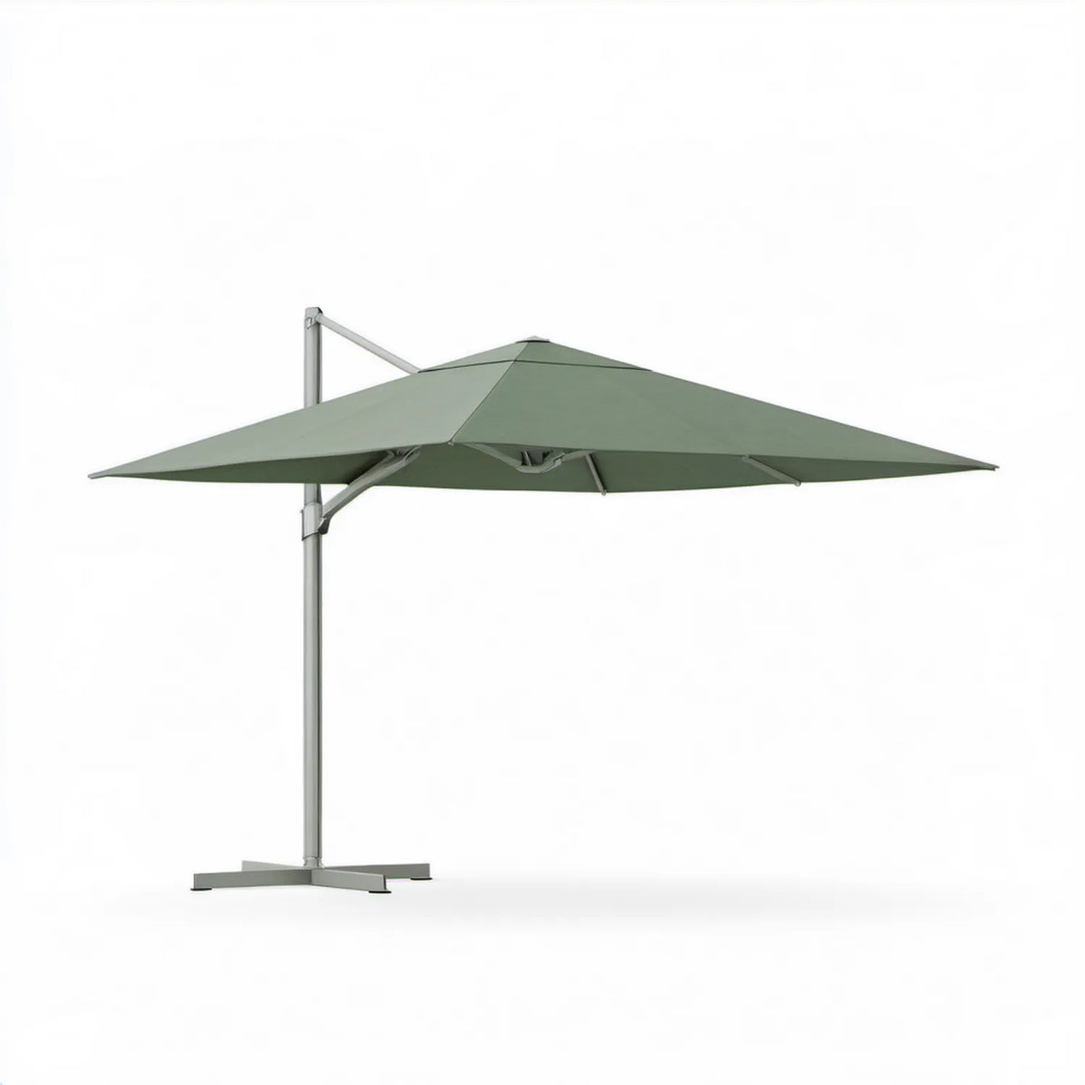 Boczny parasol ogrodowy kwadratowy 300 x 300 x 250 cm zielono-srebrny aluminium i poliester
