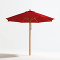 Czerwono-brązowy ośmiokątny parasol ogrodowy 300 cm z poliestru i drewna
